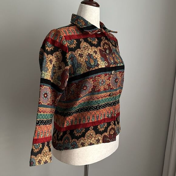 Vintage Studio Works Colorful Tapestry Floral Jacket Women's Size Medium - Picture 4 of 11